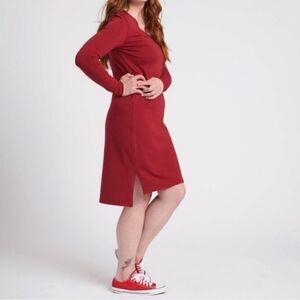 Universal STANDARD Red Long Sleeve Tesino V-Neck Tee Dress Plus Size 14*